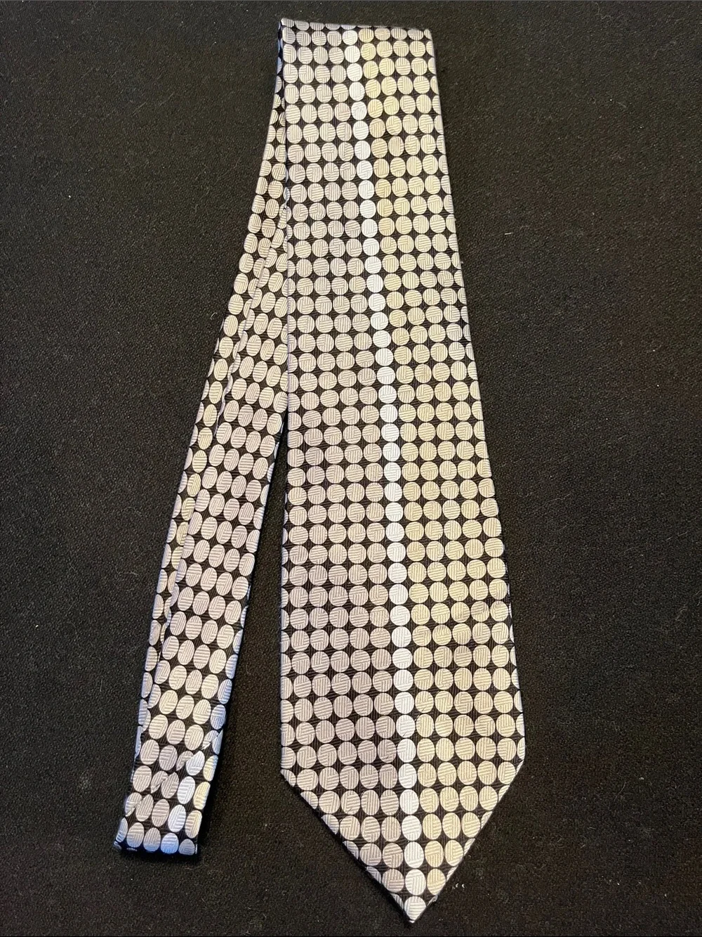 Kenneth Cole Reaction Black and Silver Geometric Dot Tie